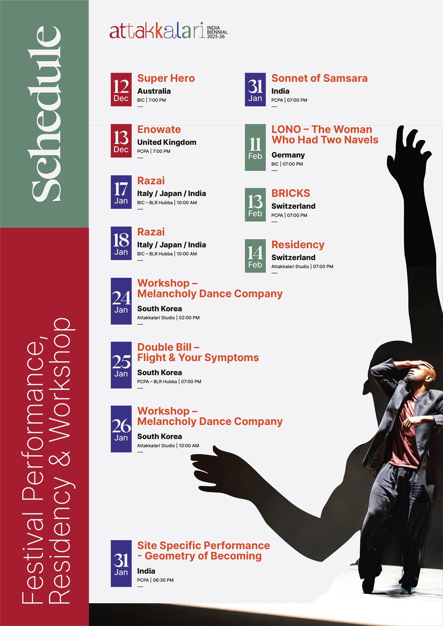 Attakkalari Biennial Schedule
